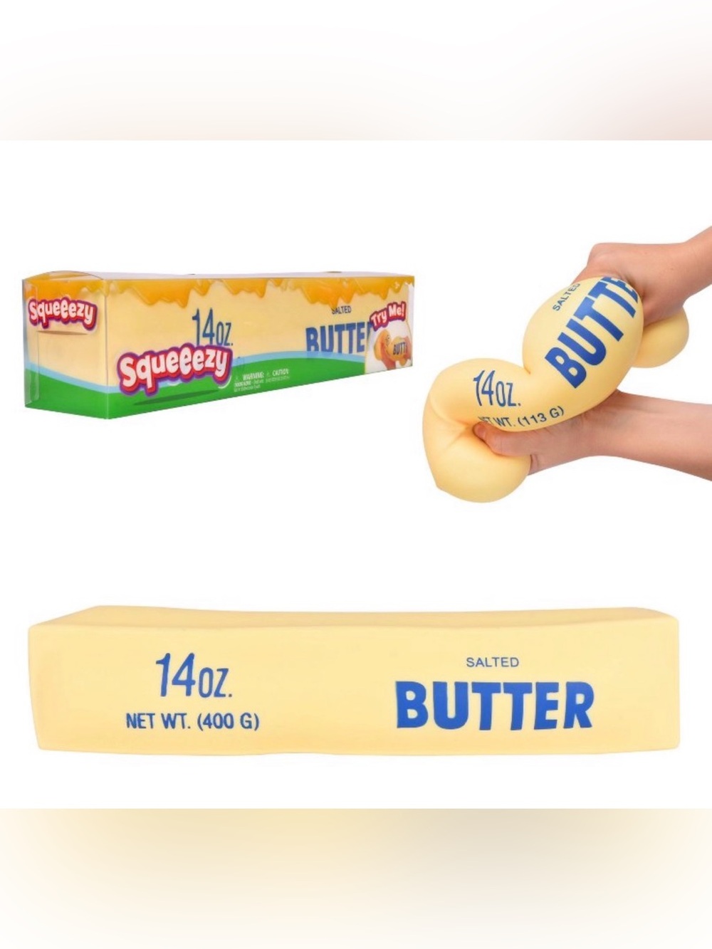 SUNNY DAYS Squeezy Yellow Butter Stress Toy Fidget New In Box Viral